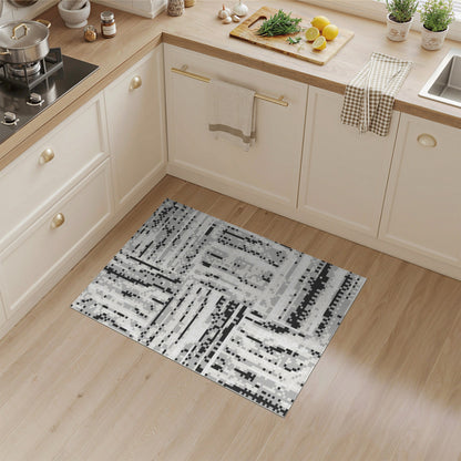 Black White Abstract Area Rug