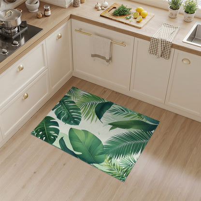 Lush Green Leaf Washable Area Rug