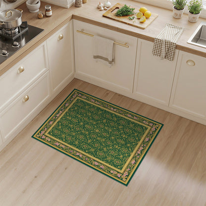 Green Gold Persian Floral Area Rug