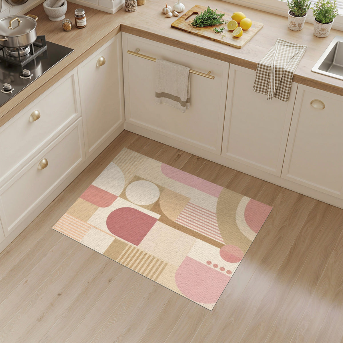 Geometric Modern Blush Pink Geometric Area Rug