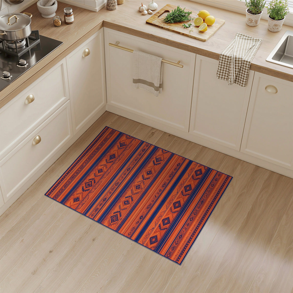 Orange Heritage Tribal Stripe Area Rug