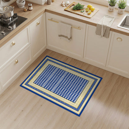Blue Geometric Houndstooth Area Rug