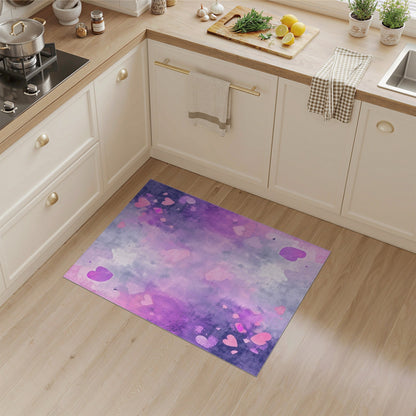 Purple Hearts Watercolor Area Rug
