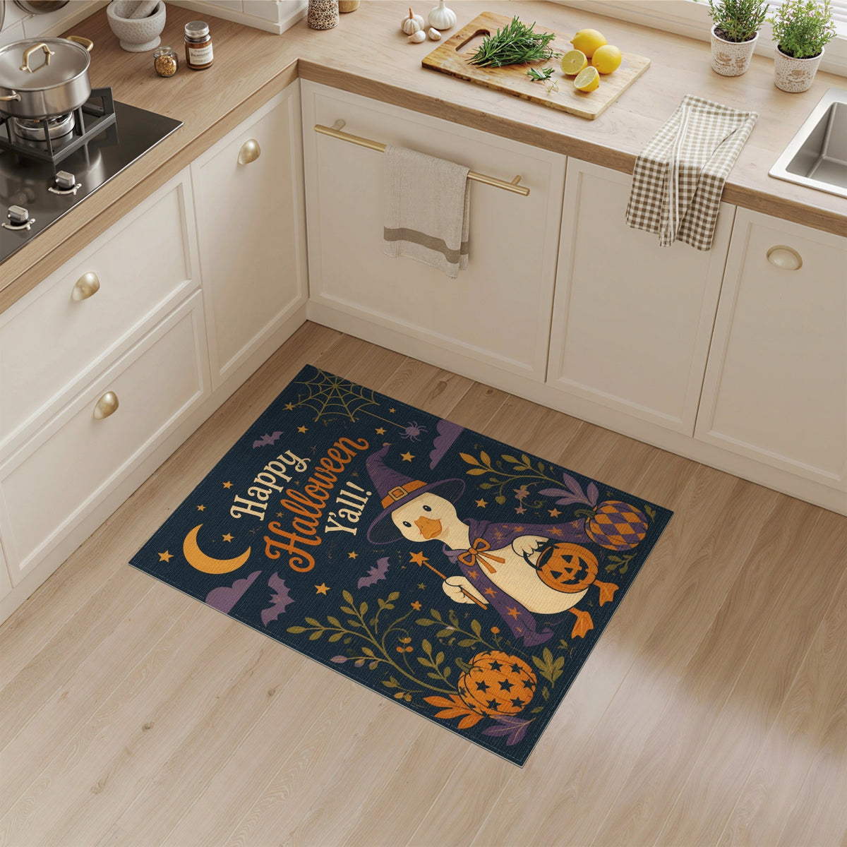 Happy Halloween Duck Witch Area Rug