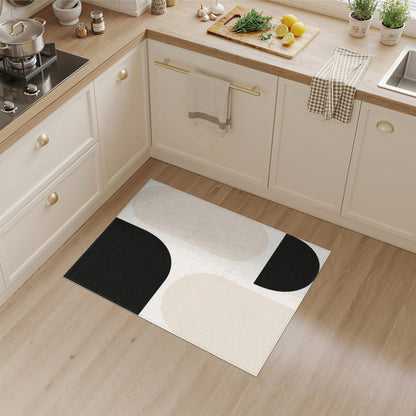 Black White Geometric Abstract Area Rug