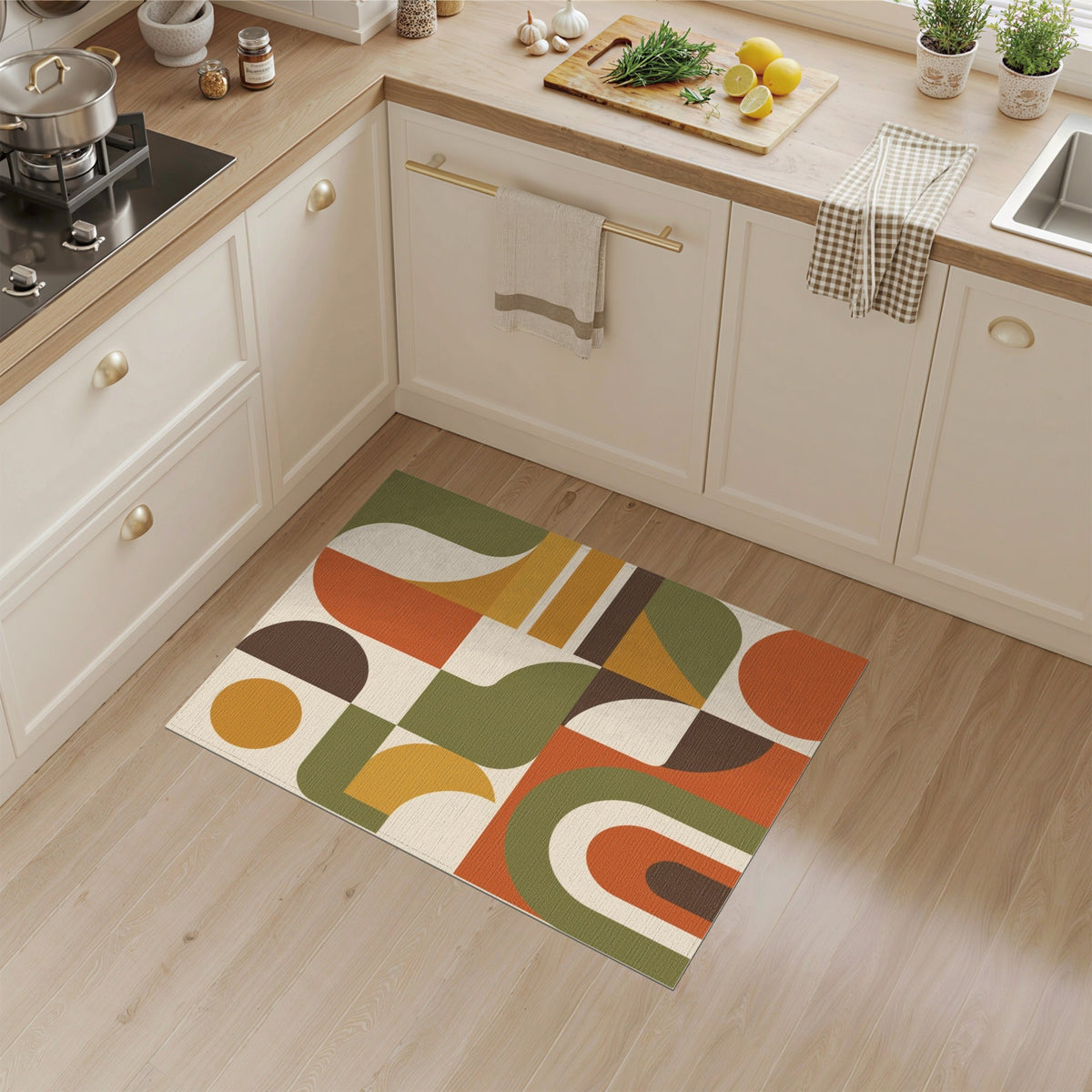 Bold Geometric Area Rug in Earth Tones