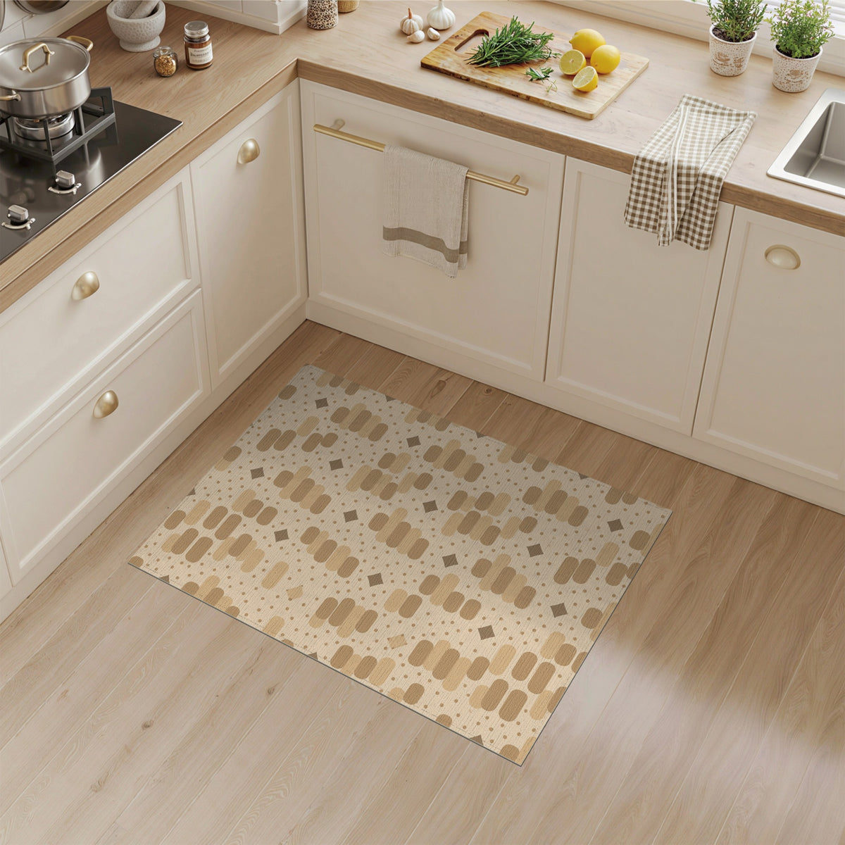 Geometric Brown Tan Area Rug
