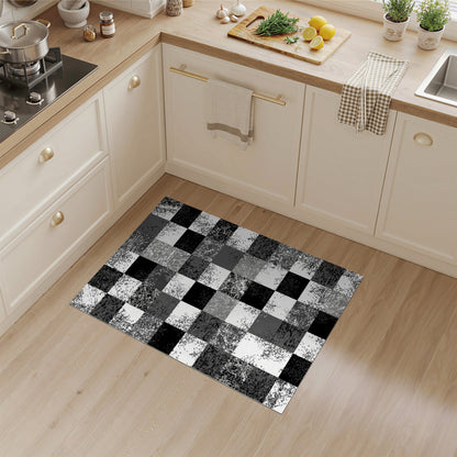 Checkered Black and White Distressed Black White Checkered Area Rug