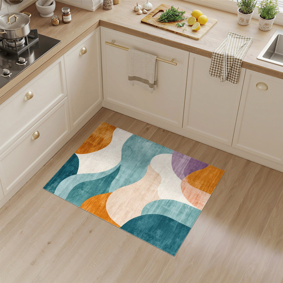 Multi-color and Patterns Abstract Area Abstract Wave Multi-Color Area Rug