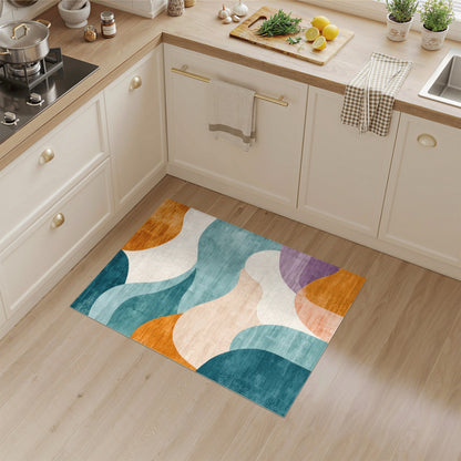 Multi-color and Patterns Abstract Area Abstract Wave Multi-Color Area Rug