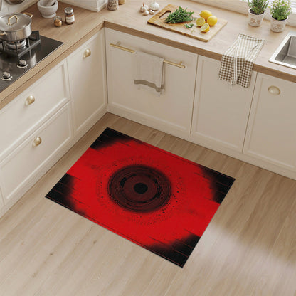 Red Concentric Circle Geometric Area Rug