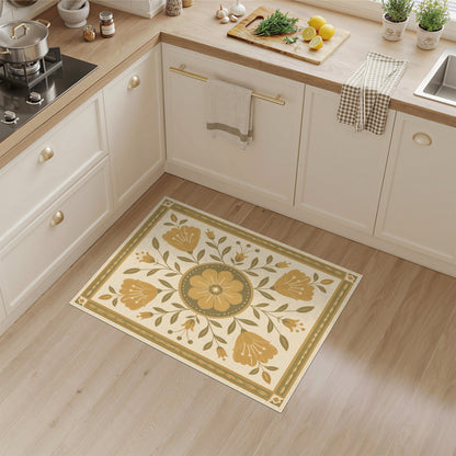 Golden Floral Medallion Vintage Area Rug