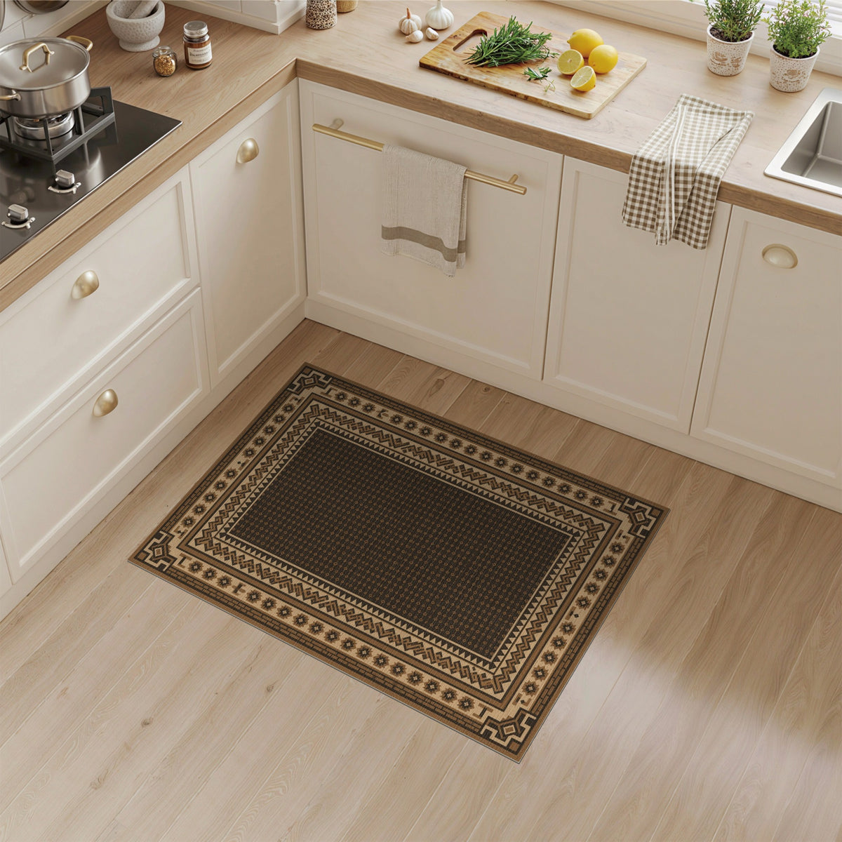 Southwestern Geometric Brown Tan Area Rug