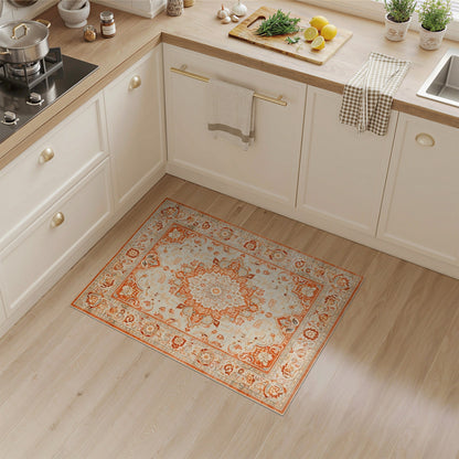 Floral Orange Floral Persian Area Rug