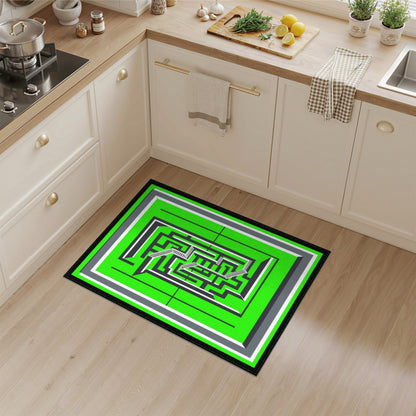 Green Geometric Modern Green Geometric Maze Area Rug