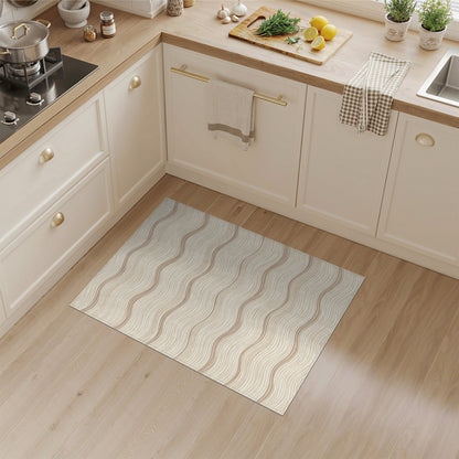 Beige Wavy Abstract No. 18 Area Rug