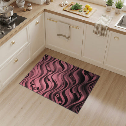 Pink Wavy Geometric Area Rug