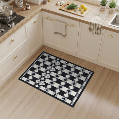 Black and White Geometric Modern Black White Geometric Checkered Area Rug