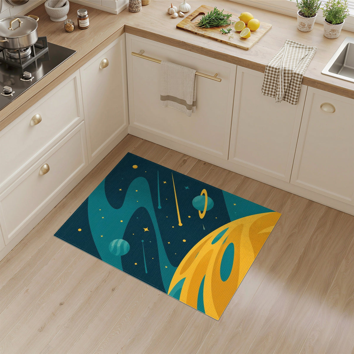 Cosmic Planets Washable Area Rug