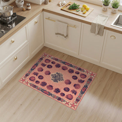 Seashell Pink Seashell Coastal Area Rug