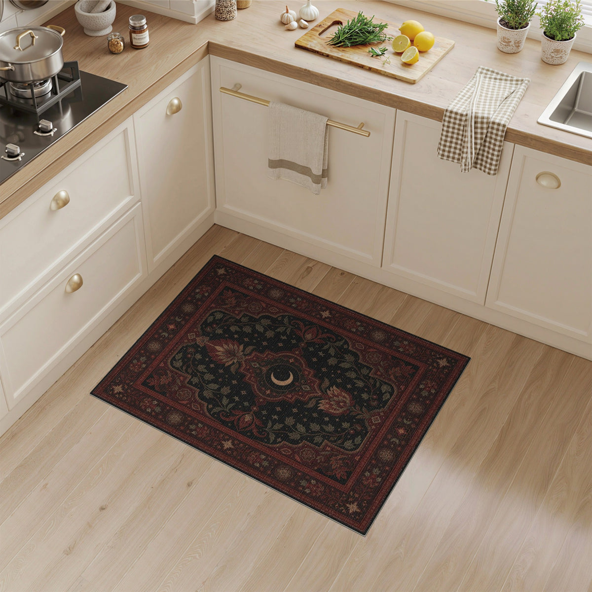 Red Celestial Floral Persian Area Rug