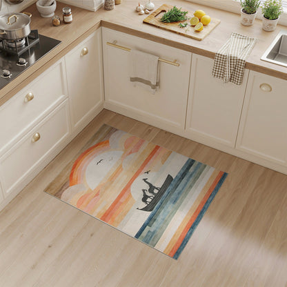 Giraffes Boat Sunset Kids Area Rug