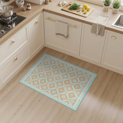 Blue Teal Geometric Diamond Geometric Modern Area Rug
