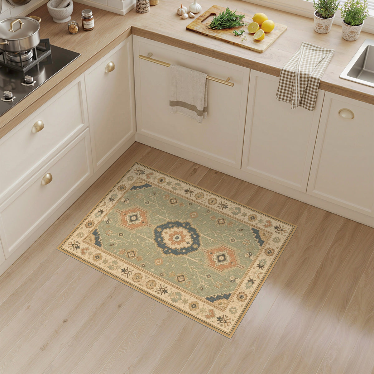 Blue Teal Heritage Medallion Area Rug