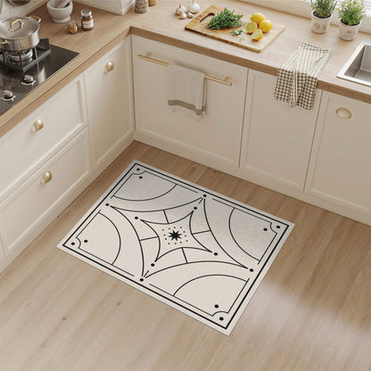 Black and White Geometric Modern Black White Geometric Star Area Rug