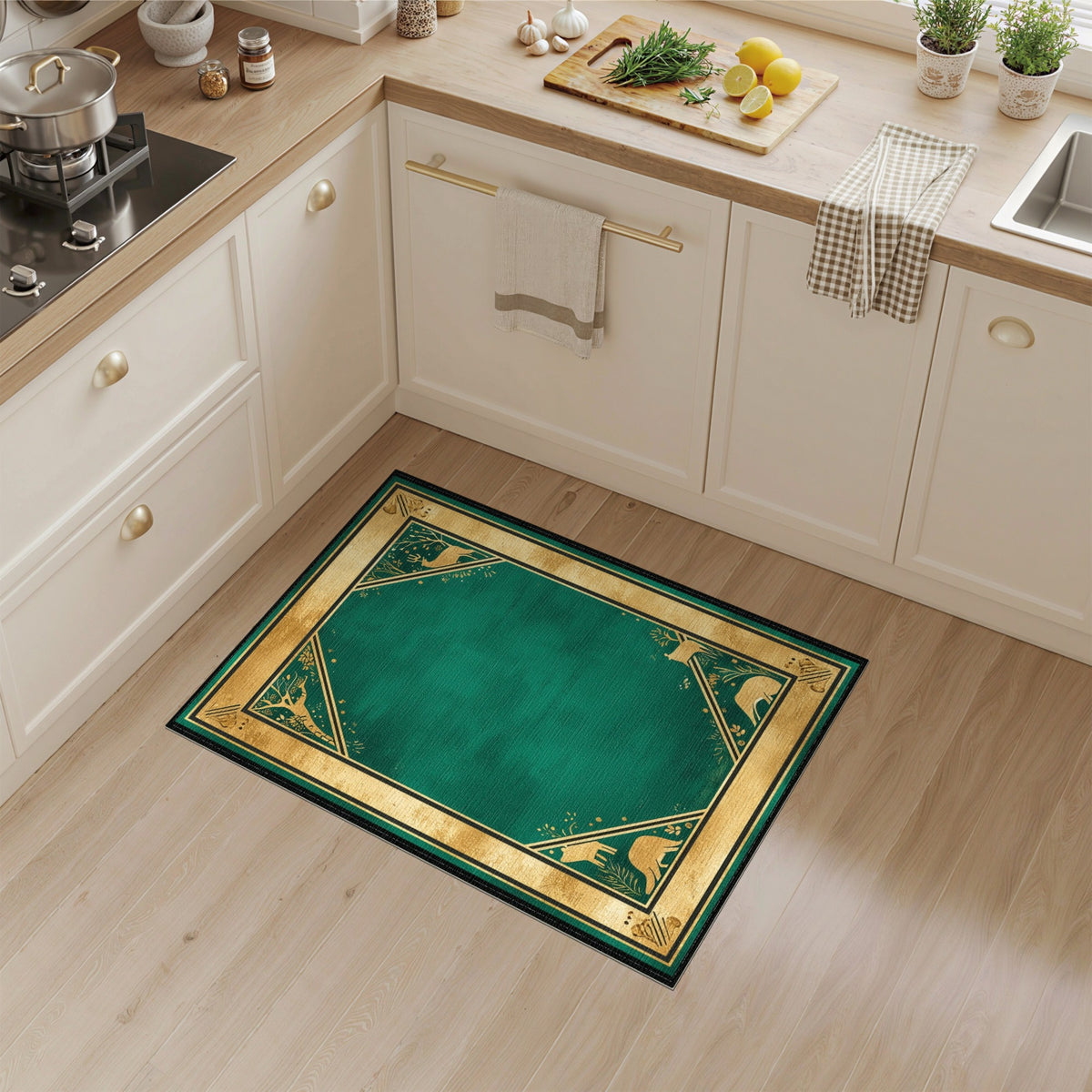 Green Woodland Wildlife Area Rug