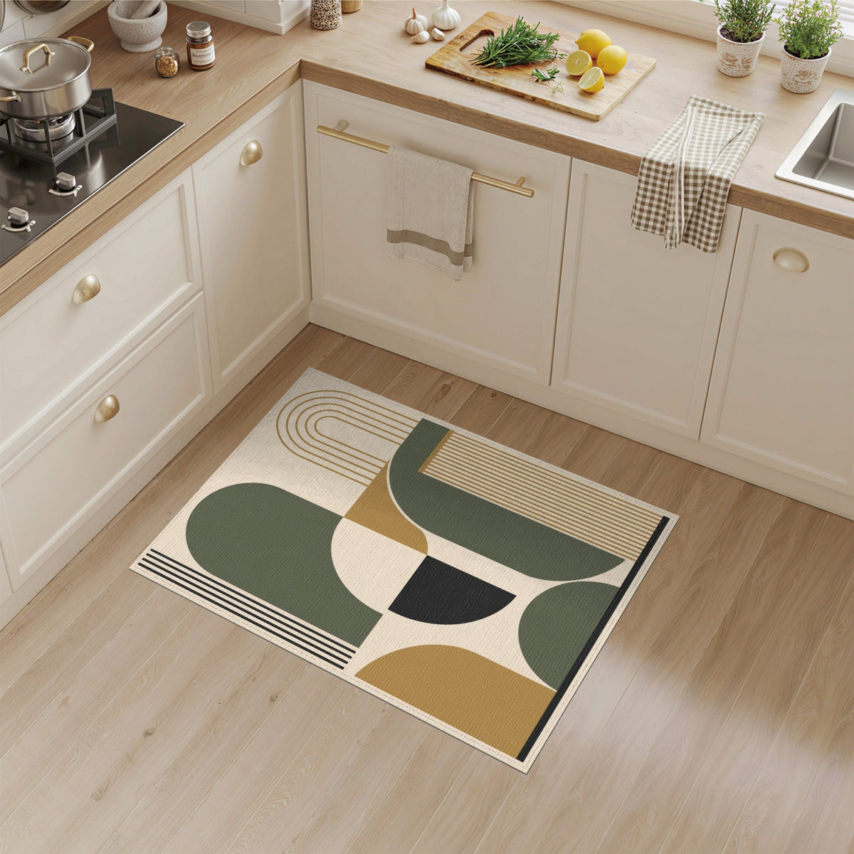 Modern Geometric Arch Beige Area Rug