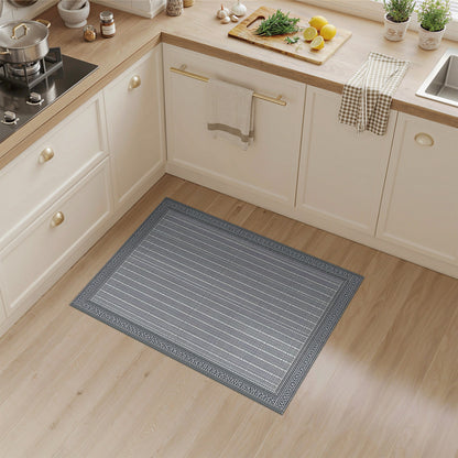 Black White Geometric Striped Area Rug