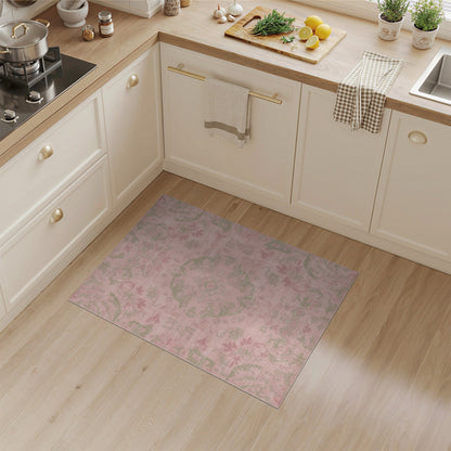 Blush Pink Floral Vintage Area Rug