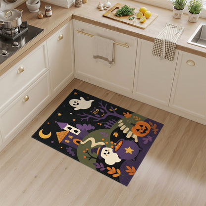 Spooky Ghost Cauldron Halloween Kids Area Rug