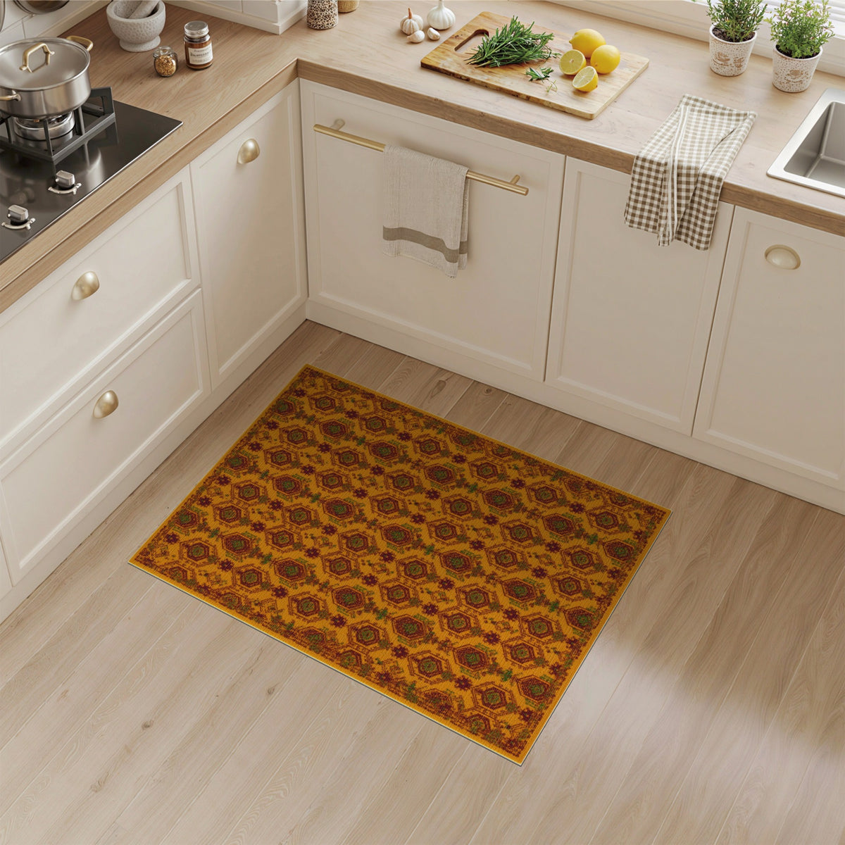 Orange Southwestern Hexagon Area Rug