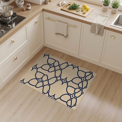 Navy Geometric Lattice Beige Area Rug