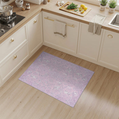 Pink Floral Unicorn Area Rug