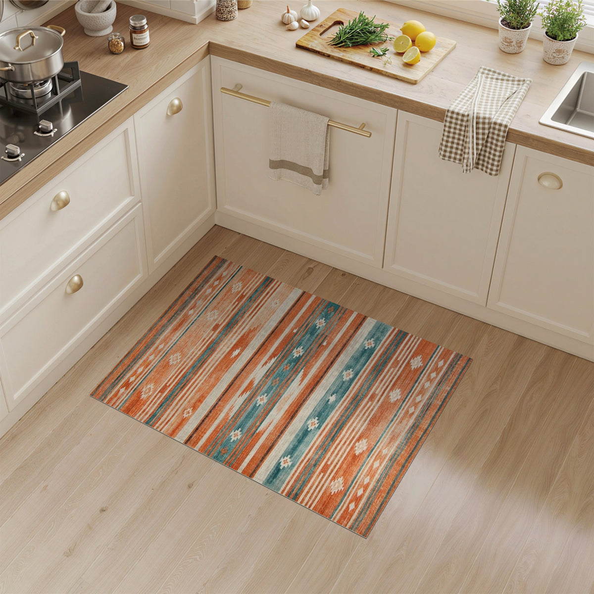 Southwestern Orange Geometric Area Rug