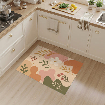 Boho Floral Beige Neutral Area Rug