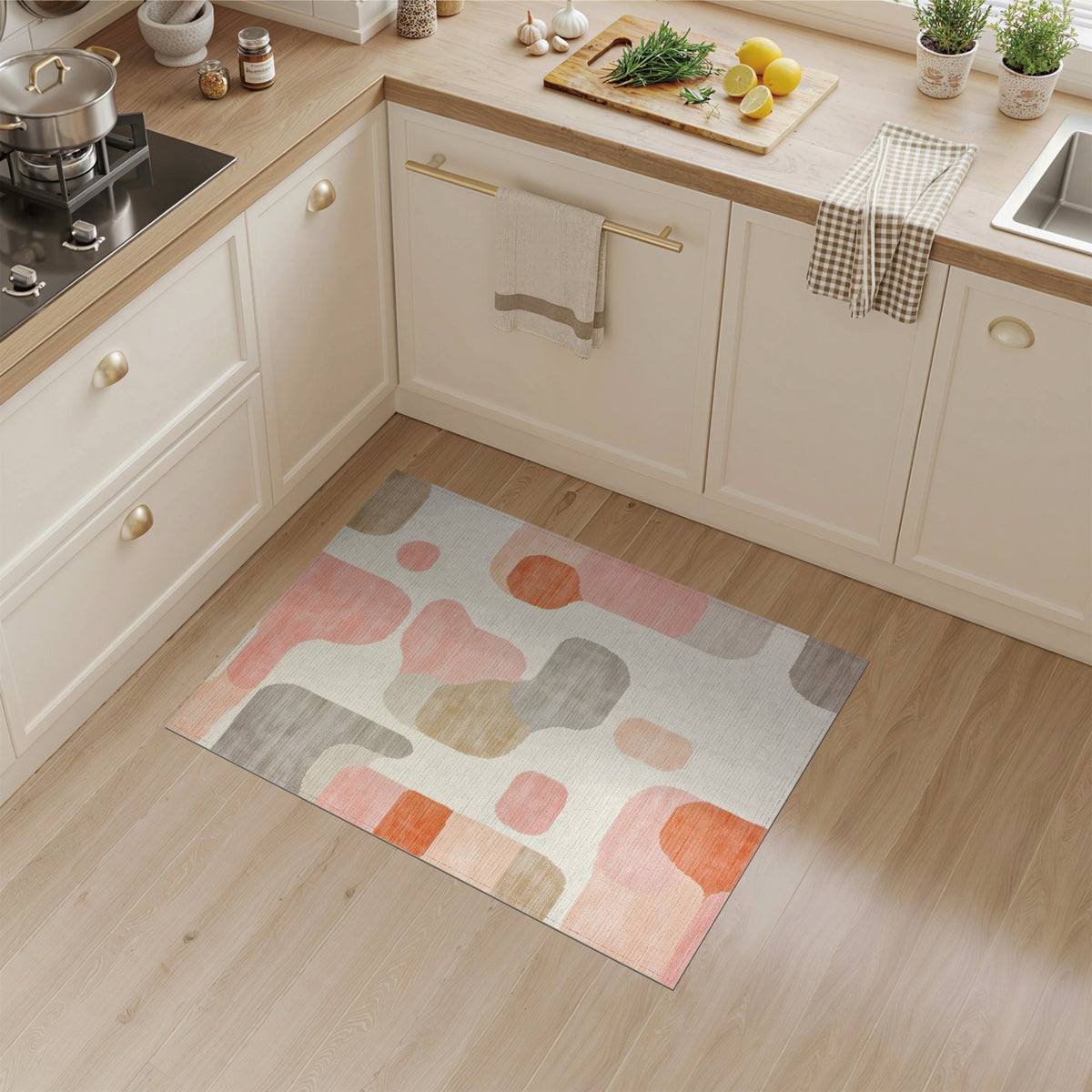 Pink Organic Abstract Area Rug