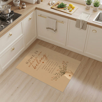 Home Is Where We Belong Beige Area Rug
