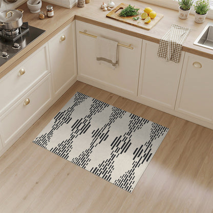 Black Geometric Washable Area Rug