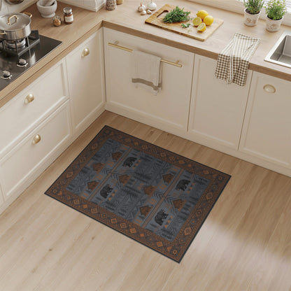 Grey Bear and Cabin Rustic Area Rug