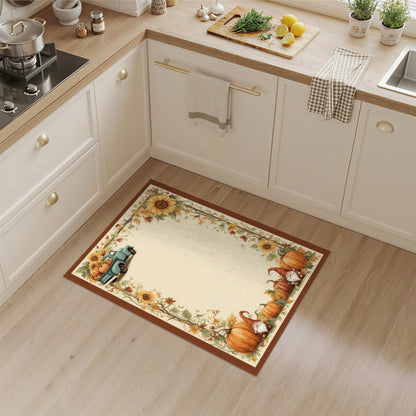 Fall Harvest Truck Gnome Pumpkin Area Rug