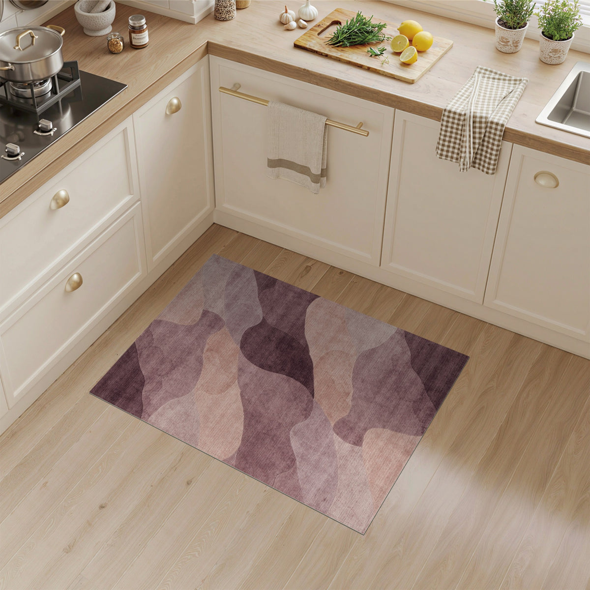 ODIKA Purple Abstract Wave Area Rug