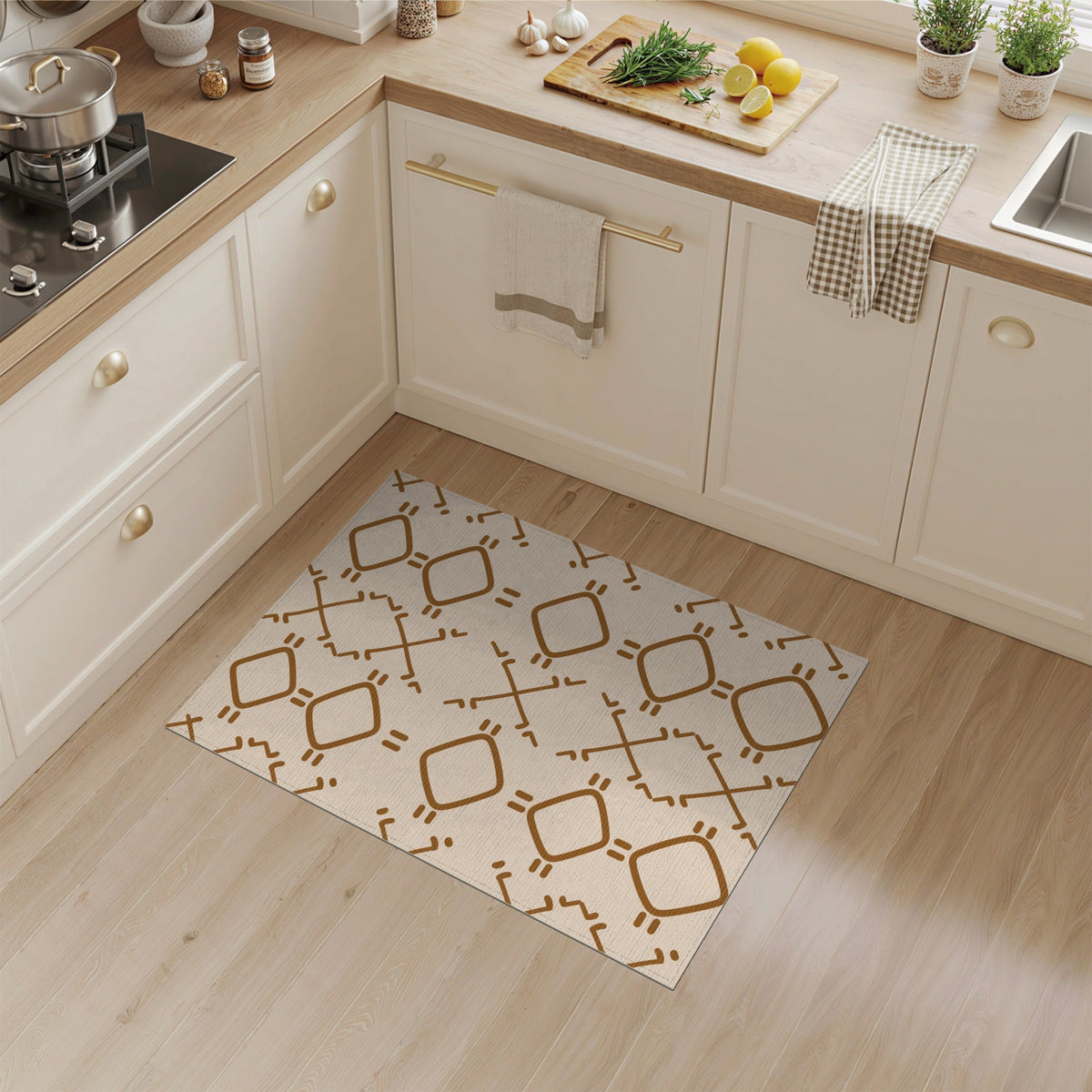 Brown Geometric Tribal Area Rug