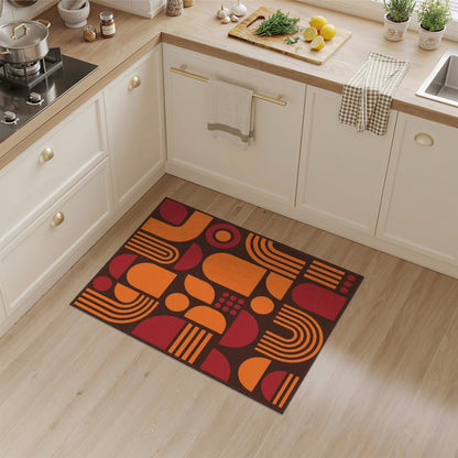 Orange Geometric Modern Area Rug