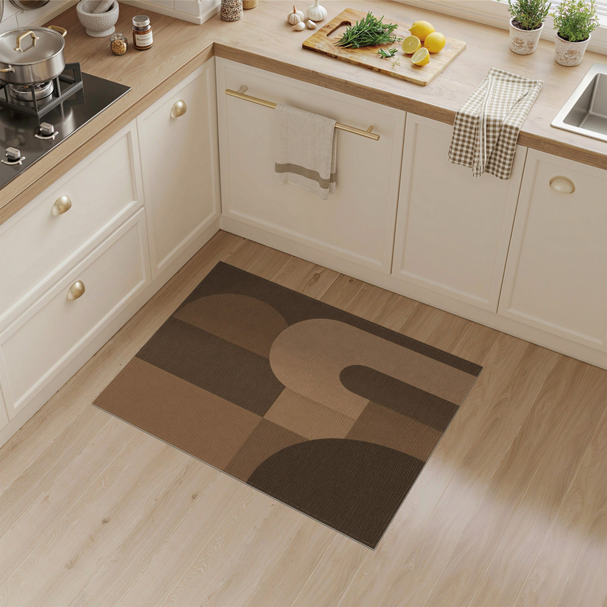 Modern Brown Geometric Arch Area Rug