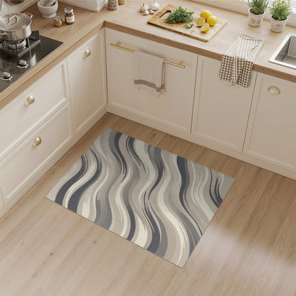 Beige Wavy Abstract Area Rug