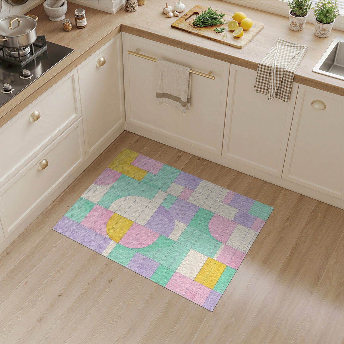 Pastel Geometric Circle Area Rug